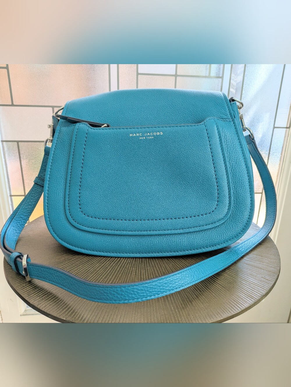 NWOT Marc JacobsEmpire City  Teal Blue Messenger Crossbody Sadle  Bag